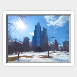 Snowy Chicago, architecture photography Sticker